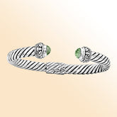 AB-1024-GAM Sterling Silver Bangle With Green Amethyst Q. Jewelry Bali Designs Inc
